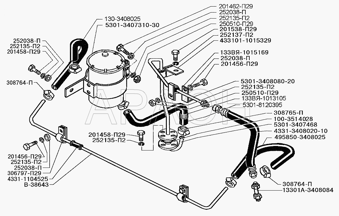 Установка трубопроводов гидроусилителя руля ЗИЛ-5301 (2006)